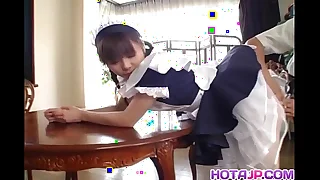 Pretty Asian maid Natsumi exposes hot pussy be proper of identity card